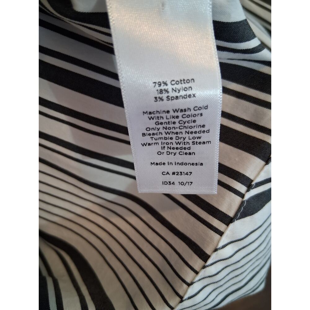 Talbots Poplin Black & White Vertical Stripe Tie-Hem Blouse - Picture 8 of 8